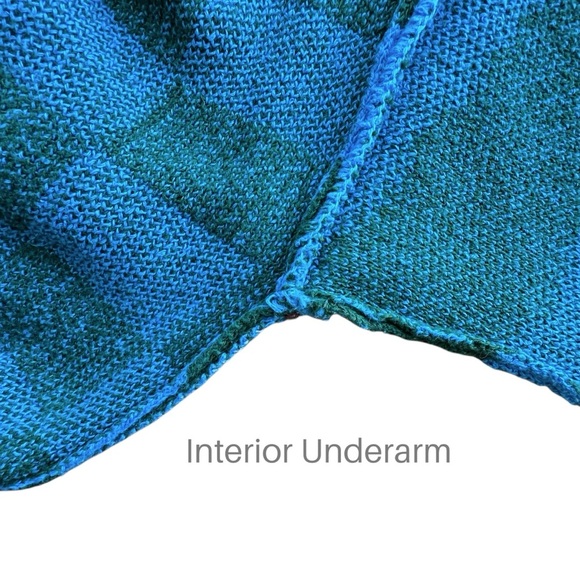 ZARA MUSHROOM SWEATER LIKE NEW BLUE & GREEN CHECKERBOARD COTTON BLEND | SMALL - Picture 6 of 10